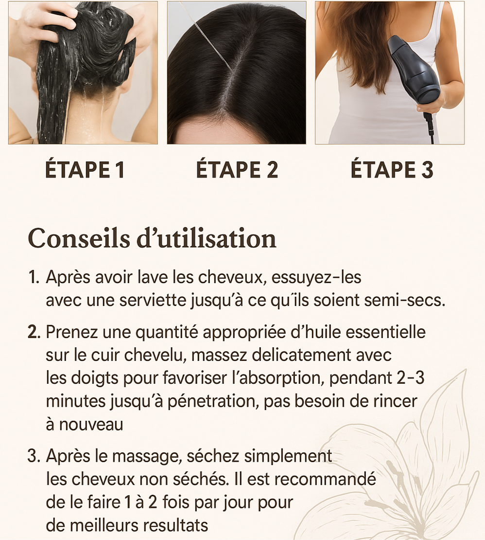 Huile Capillaire au Romarin – Croissance & Réparation (60ml)
